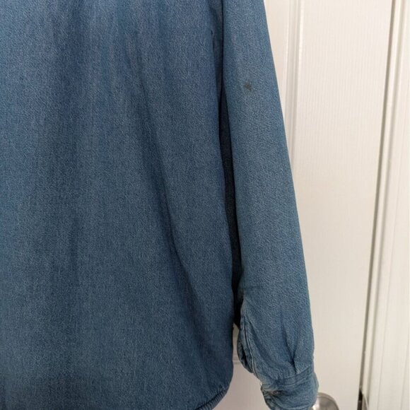 Wrangler Sherpa Lined Denim Shacket Shirt Mens Size XL Blue Western Button Front - Picture 8 of 12